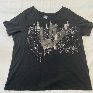Lane Bryant Black Cityscape Graphic Tee